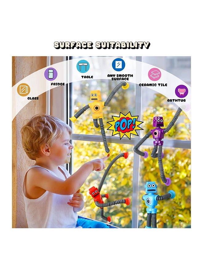 VIO 4 Pack Pop Tube Fidget Toys Colourful 4 PCS Mix Color Telescopic Suction Cup Robot Toy Goody Bags Fillers Kids Fun Activity Sensory Classroom Summer Fun Activity Toys Travel Toys for Toddlers Kids Boys Girls Ages 2 3 4 5 6 7 8 9 Year Old Airplane Activities Suction Toy Autism Stress Relief Autism Toys Stocking Basket Stuffer Birthday Gift for Kids Birthday Party Favors - Image 3