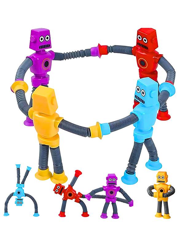 VIO 4 Pack Pop Tube Fidget Toys Colourful 4 PCS Mix Color Telescopic Suction Cup Robot Toy Goody Bags Fillers Kids Fun Activity Sensory Classroom Summer Fun Activity Toys Travel Toys for Toddlers Kids Boys Girls Ages 2 3 4 5 6 7 8 9 Year Old Airplane Activities Suction Toy Autism Stress Relief Autism Toys Stocking Basket Stuffer Birthday Gift for Kids Birthday Party Favors - Image 1