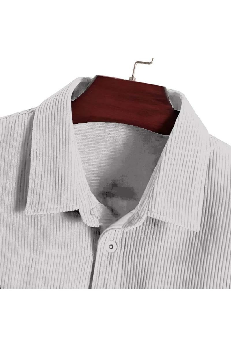 DEELMO Men’s Full Sleeve Corduroy Shirt | Stylish Textured Casual Button-Down Shacket for Autumn Winter | Dual Pocket Front Design | Ideal for Layering and Daily Outfits - Image 4