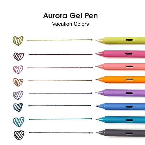 WRITECH Gel Pens Fine Point: Retractable Pen 8ct Vintage Ink Colors 0.5mm Multi Colored for Smooth Writing Journaling Assorted Coloring Note Taking No Bleed & Smear & Smudge (Vacation Set) - Image 2