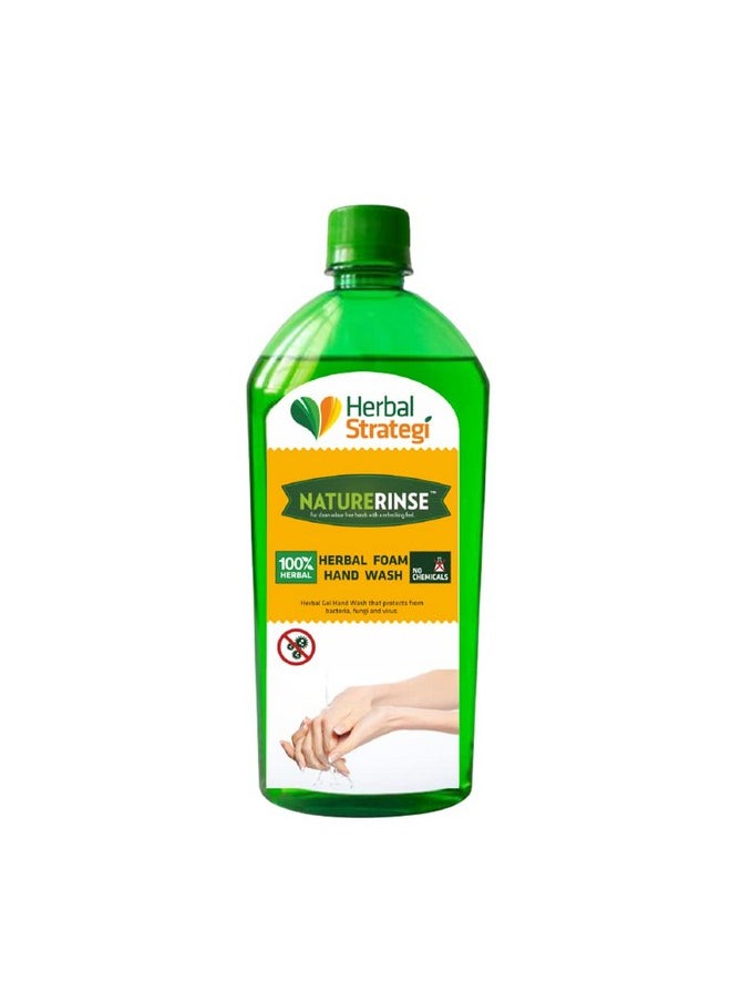 هيربال إستراتيجي Herbal Strategi - مطهر اليدين Nature Rise | 100% عشبي | غسول رغوي لليدين | مصنوع من عشبة الليمون وزيت النيم وزيت الليمون وزيت تولسي وزيت جوز الهند | صديق للبيئة وقابل للتحلل البيولوجي | آمن على البشرة والأطفال والحيوانات الأليفة | 500 مل (عبوة قابلة لإعادة التعبئة)  - Image 1