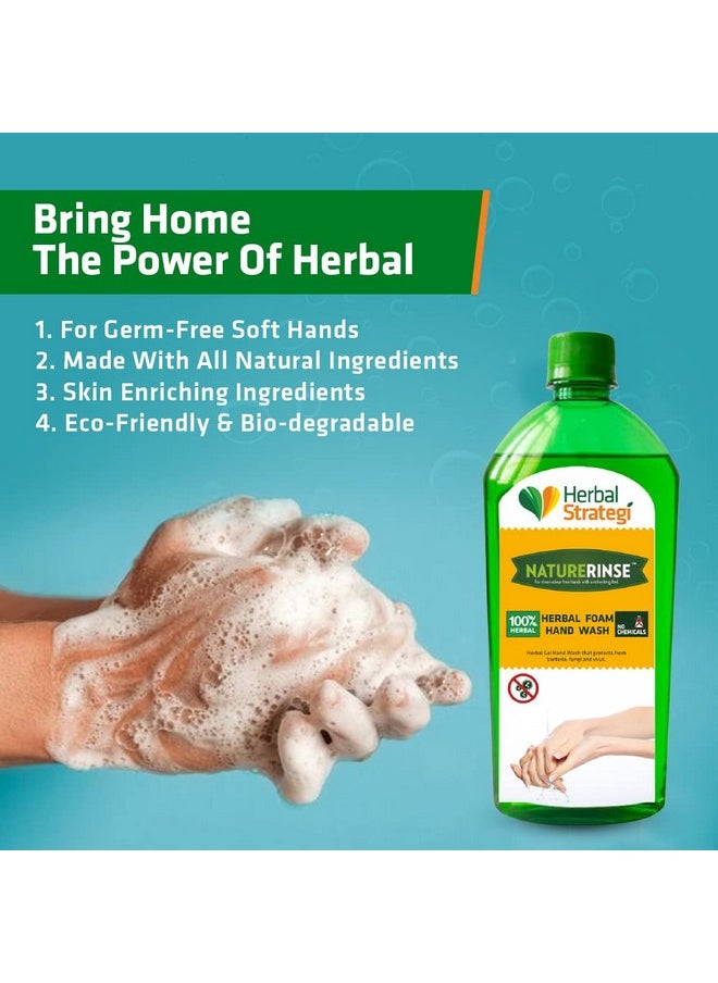 هيربال إستراتيجي Herbal Strategi - مطهر اليدين Nature Rise | 100% عشبي | غسول رغوي لليدين | مصنوع من عشبة الليمون وزيت النيم وزيت الليمون وزيت تولسي وزيت جوز الهند | صديق للبيئة وقابل للتحلل البيولوجي | آمن على البشرة والأطفال والحيوانات الأليفة | 500 مل (عبوة قابلة لإعادة التعبئة)  - Image 3