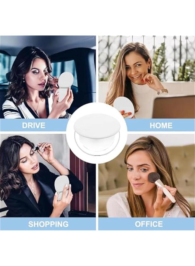 رينكس مرآة مجة مع ضوء LED ، مرآة تكير مكياج قالة للحمل 1X  10X للسفر في الجيو يدوية مجة مصغرة مزدوجة الجا مرآة قالة للطي مصغرة مصغرة مرآة قالة للشح LED للساء الفتاة  أخضر - Image 2