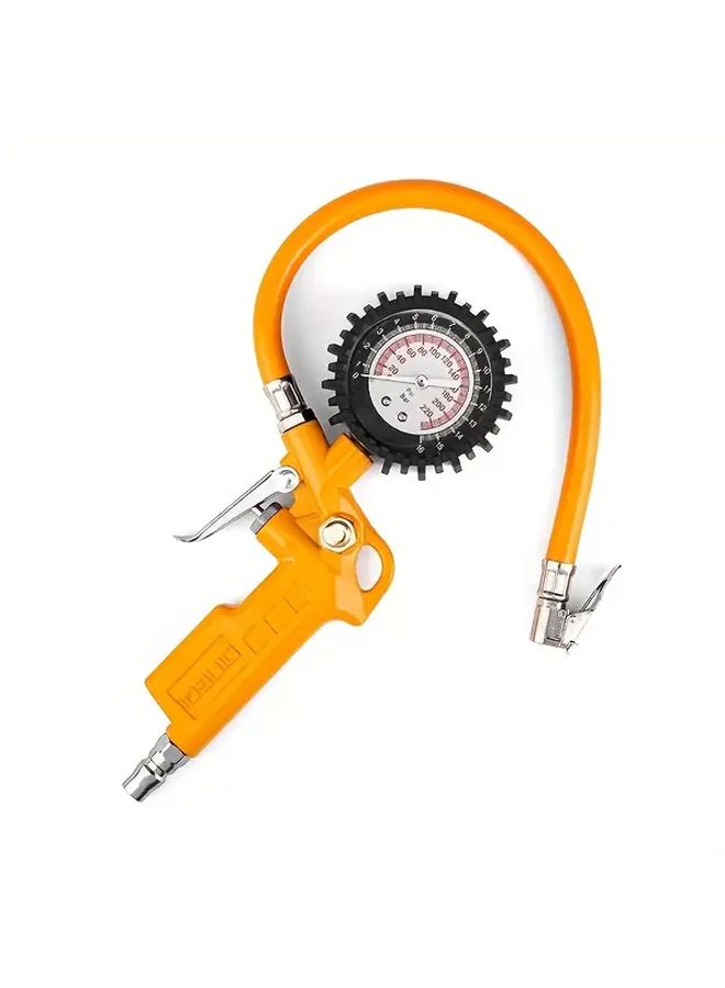 Heavy Duty Orange Tire Pressure Gauge Inflator Gun 0 220 PSI Quick Connect Chuck - Image 5