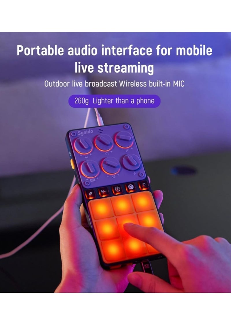 Generic Audio Interface for Phone 16-bit 48 kHz with Built-in Microphone Portable Live Broadcast 9 Customizable Sound Effects Sound Card for Audio Recording and Playback on Phones, Computers, Tablets  - Image 4