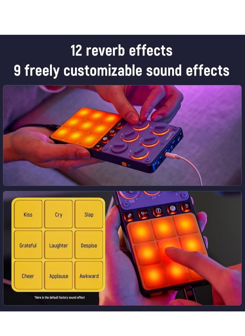 Generic - Audio Interface for Phone 16-bit 48 kHz with Built-in Microphone Portable Live Broadcast 9 Customizable Sound Effects Sound Card for Audio Recording and Playback on Phones, Computers, Tablets - Image 1