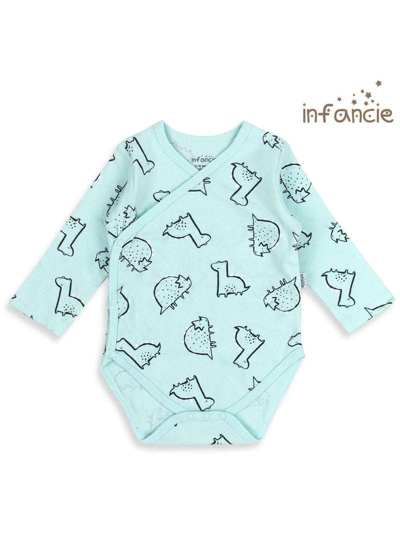 الطفولة Infancie Baby 2 في عبوة من ملابس كيمونو بأكمام طويلة باللون الأبيض/دينو النعناعي  - Image 2