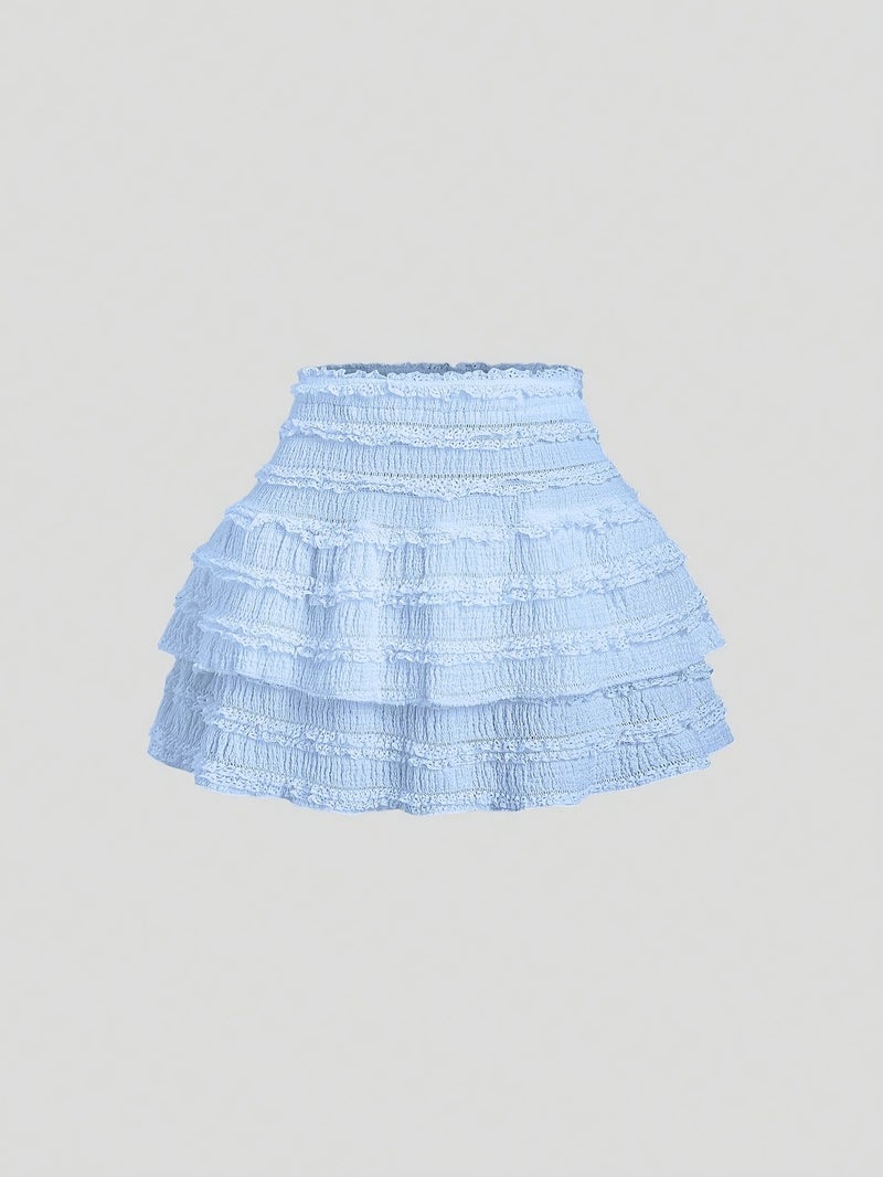 Women's Sexy Asymmetrical Hem Short Top And Ruffled Mini Skirt Set - Image 4