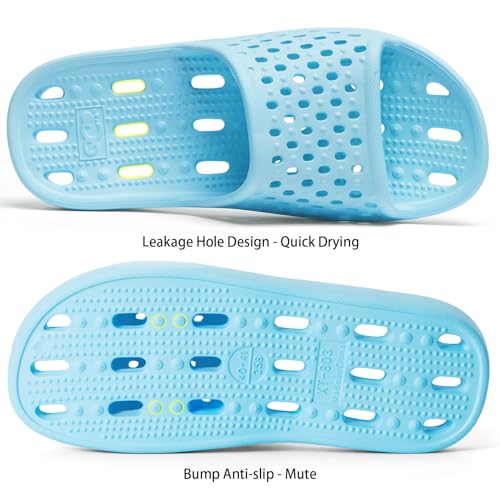 Xomiboe Shower Shoes Women Men Non Slip Bathroom House Slippers College Dorm Room Essentials for Girls Kids Shower Sandals Swimming Water Shoe (Light Blue,EU36-37) - Image 5