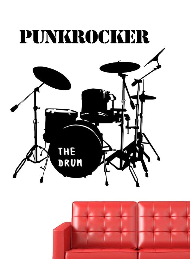 NIBEMINENT Punk Rocker Drum Set Wall Sticker Black 57x58centimeter - Image 1