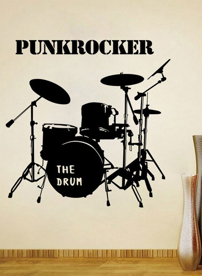 NIBEMINENT Punk Rocker Drum Set Wall Sticker Black 57x58centimeter - Image 2