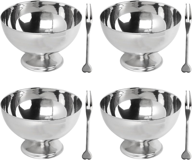4 Pack Stainless Steel Dessert Bowl Multi Functional Drop Resistant Rustproof for Dessert,Ice cream,Soup,Rice,Fruits - Image 2
