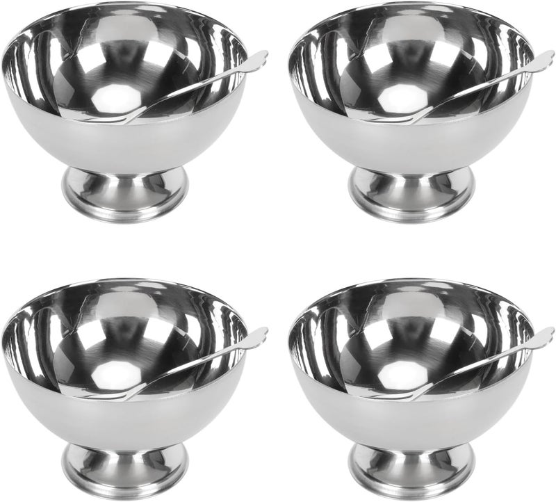 4 Pack Stainless Steel Dessert Bowl Multi Functional Drop Resistant Rustproof for Dessert,Ice cream,Soup,Rice,Fruits - Image 1