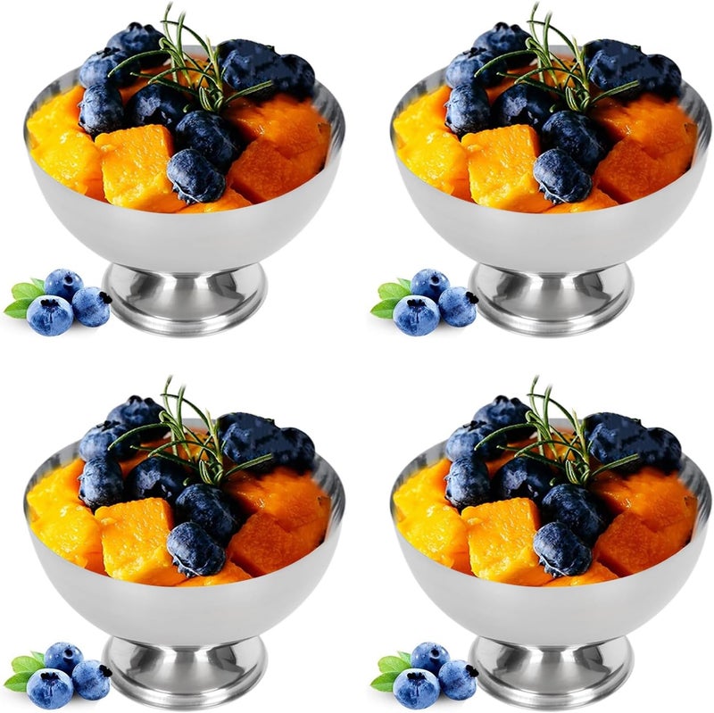 4 Pack Stainless Steel Dessert Bowl Multi Functional Drop Resistant Rustproof for Dessert,Ice cream,Soup,Rice,Fruits - Image 3