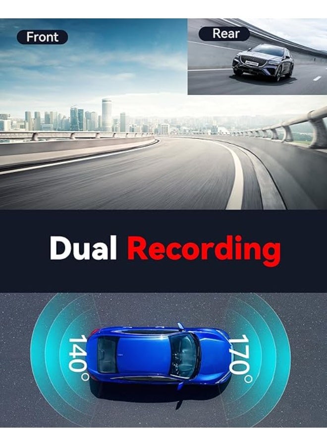 REDTIGER F7N 4K Dual Dash Cam with 64GB Card, WiFi GPS, 4K Front and Back 1080P, 170° Wide Angle Dash Camera for Cars, 3.18" Screen, Parking Monitor, Supports 256GB Max - Image 2