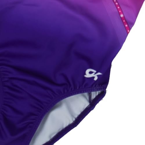 GK Glitz & Glam Gymnastics Leotard for Girls with Matching Scrunchie (Child Large, Pink/Purple) - Image 5