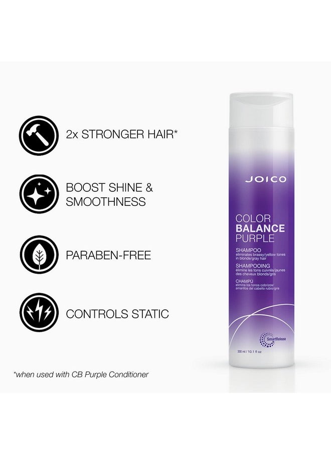 JOICO Color Balance Purple Shampoo ; For Cool Blonde Gray Hair ; Eliminate Brassy Yellow Tones ; Boost Color Vibrancy & Shine ; Uv Protection ; With Rosehip Oil & Green Tea Extract ; 10.1 Fl Oz  - Image 4
