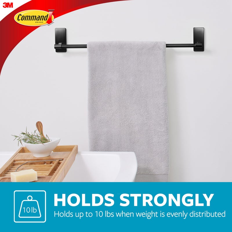 Command Bath Matte Black Towel Bar with Water Resistant Command Strips, Bathroom Organizer, 24 in Bar Length Holds up to 10 lbs - Image 3