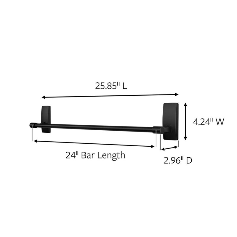 Command Bath Matte Black Towel Bar with Water Resistant Command Strips, Bathroom Organizer, 24 in Bar Length Holds up to 10 lbs - Image 1