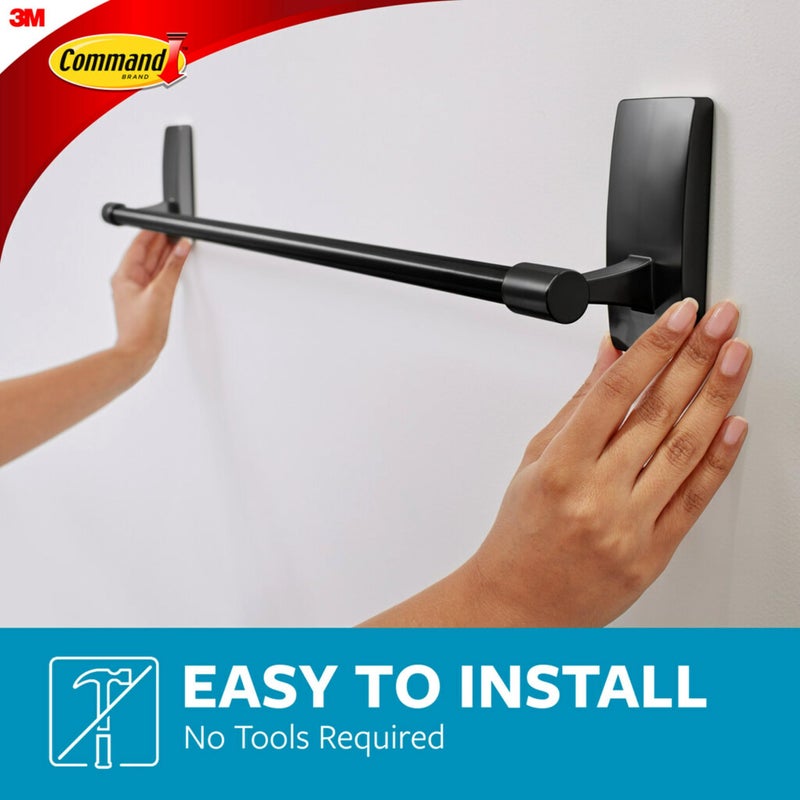 Command Bath Matte Black Towel Bar with Water Resistant Command Strips, Bathroom Organizer, 24 in Bar Length Holds up to 10 lbs - Image 2