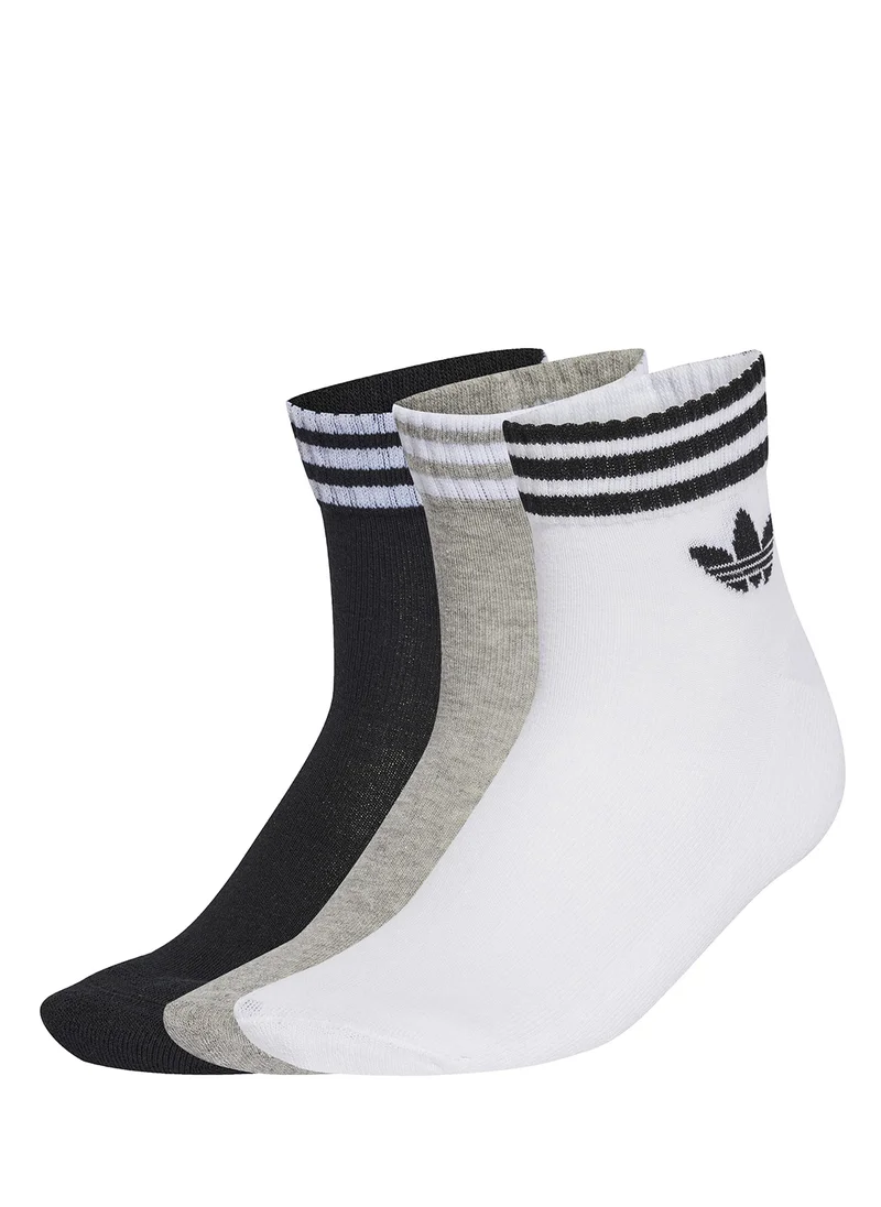 adidas Originals 3 Pack 3-Stripe Ankle Socks
