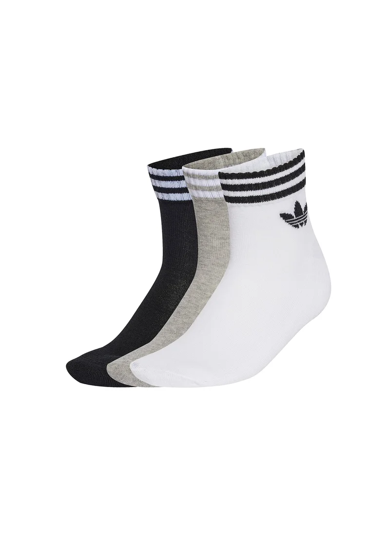 adidas Originals 3 Pack 3-Stripe Ankle Socks