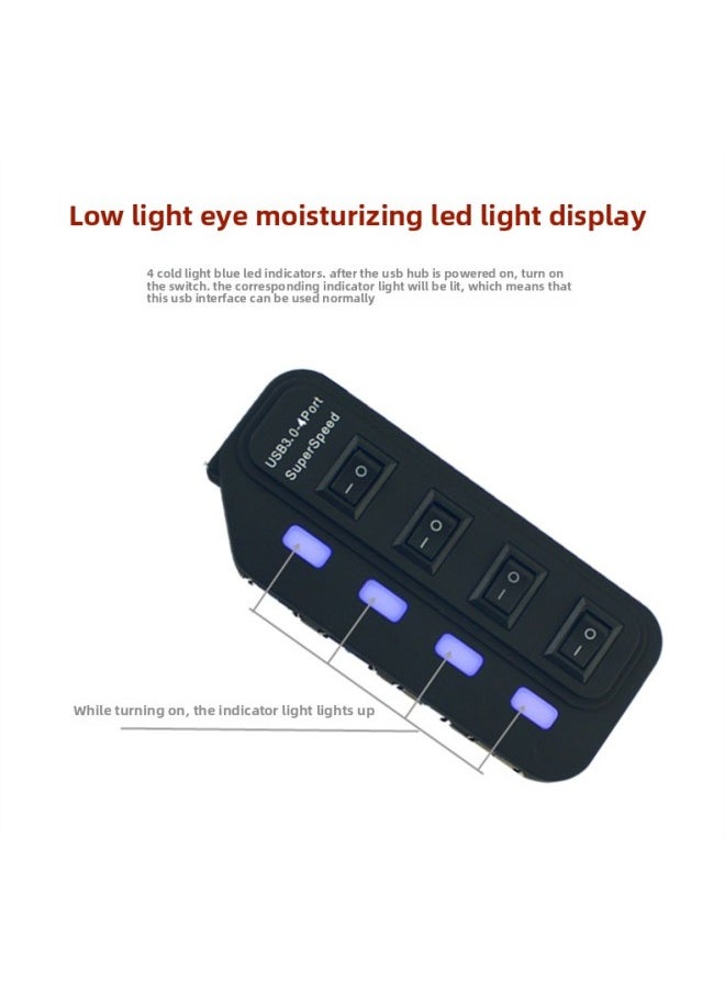 USB3.0HUB One-four USB3.0 Hub With Independent Switch 3.0hub Computer Splitter Connector-Number Of Interfaces:USB3.0