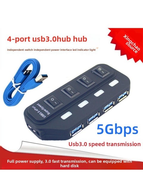 USB3.0HUB One-four USB3.0 Hub With Independent Switch 3.0hub Computer Splitter Connector-Number Of Interfaces:USB3.0