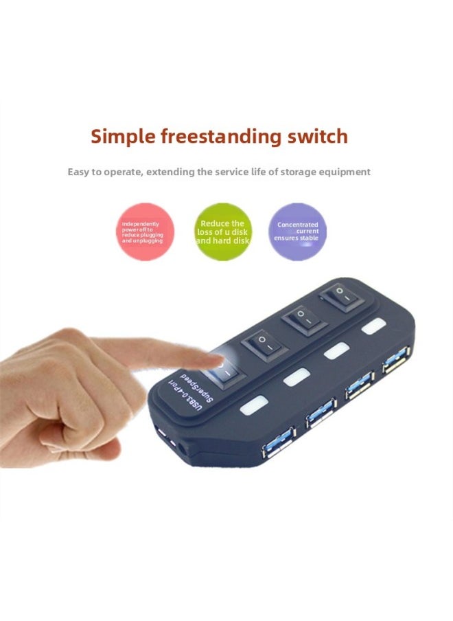 USB3.0HUB One-four USB3.0 Hub With Independent Switch 3.0hub Computer Splitter Connector-Number Of Interfaces:USB3.0