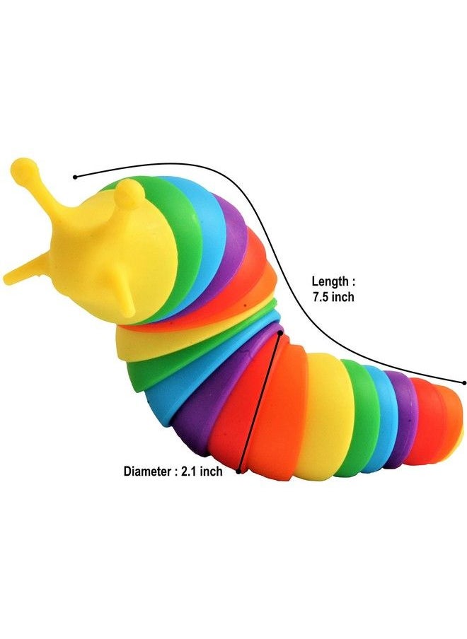 Artist Unknown - 2022 Asmr Fidget Slug Toy Sensory Slug 3D Printed Slug Flexible Decompression Slug For Relaxing Articulated Rainbow Slug Fidget Toy Caterpillar (Rainbow Yellow) - Image 1