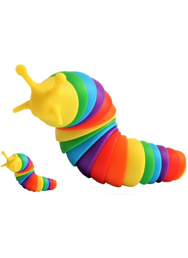 Artist Unknown - 2022 Asmr Fidget Slug Toy Sensory Slug 3D Printed Slug Flexible Decompression Slug For Relaxing Articulated Rainbow Slug Fidget Toy Caterpillar (Rainbow Yellow) - Image 1