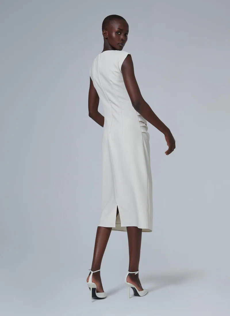 leem Gathered Neck Trim Dress - Shorter length
