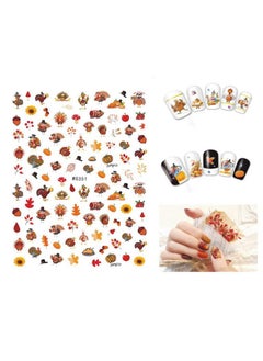 HOXIEYA 3D Thanksgiving Nail Art Stickers 6 Sheets Autumn Fall Nail Art Accessories Decals Self-Adhesive Maple Leaf Pumpkin Turkey Designs Sticker for Women Nail Arts DIY Nail Decorations Halloween Party  - Image 4