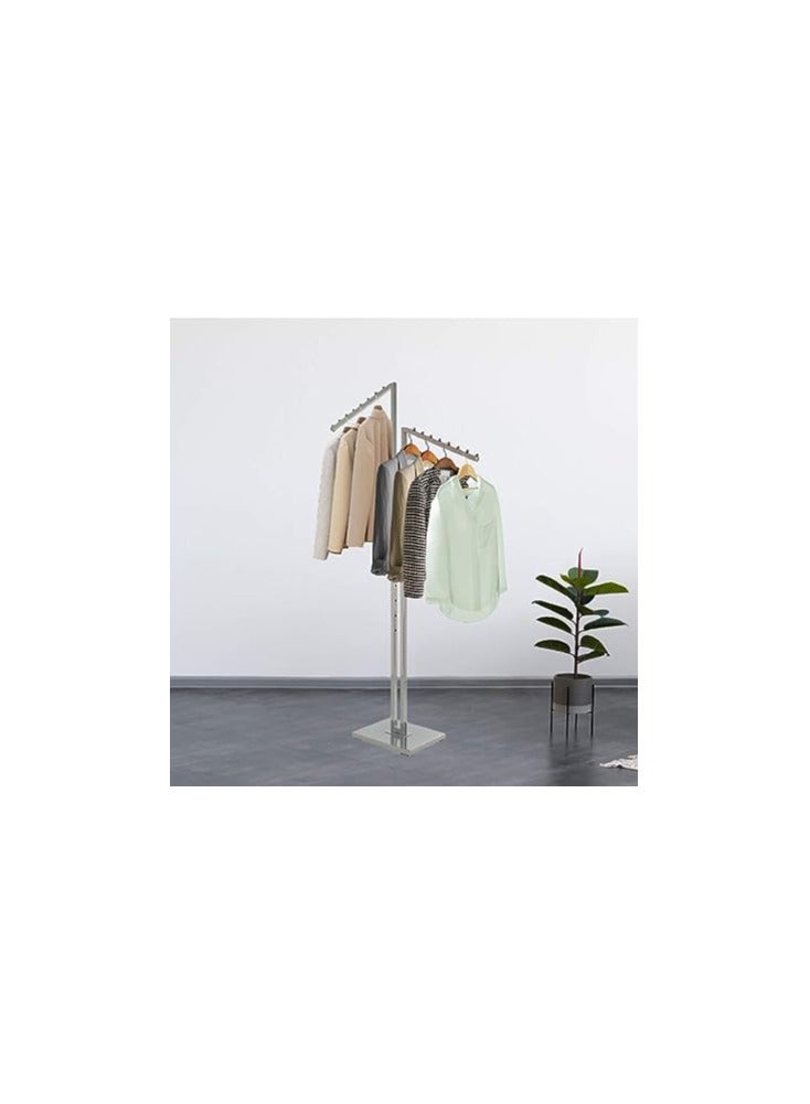 Heavy Duty Polished Chrome Finish Clothing Rack 2 Way Clothing Rack with Slant Arms - Image 3