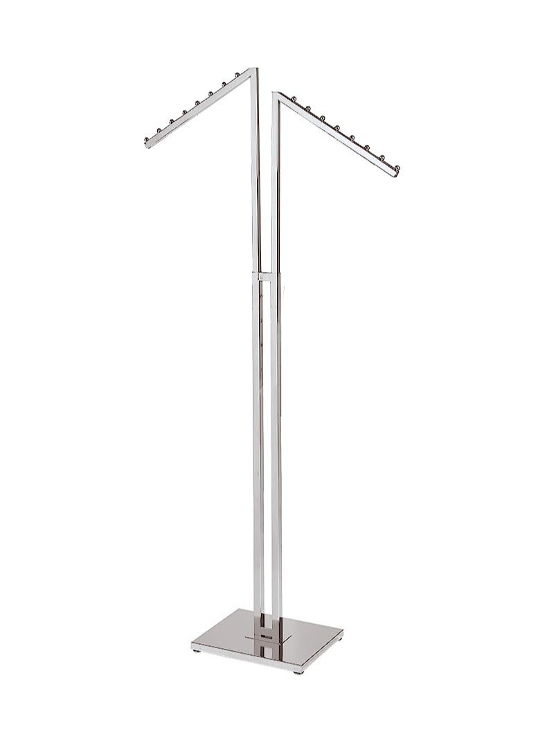 Heavy Duty Polished Chrome Finish Clothing Rack 2 Way Clothing Rack with Slant Arms - Image 1