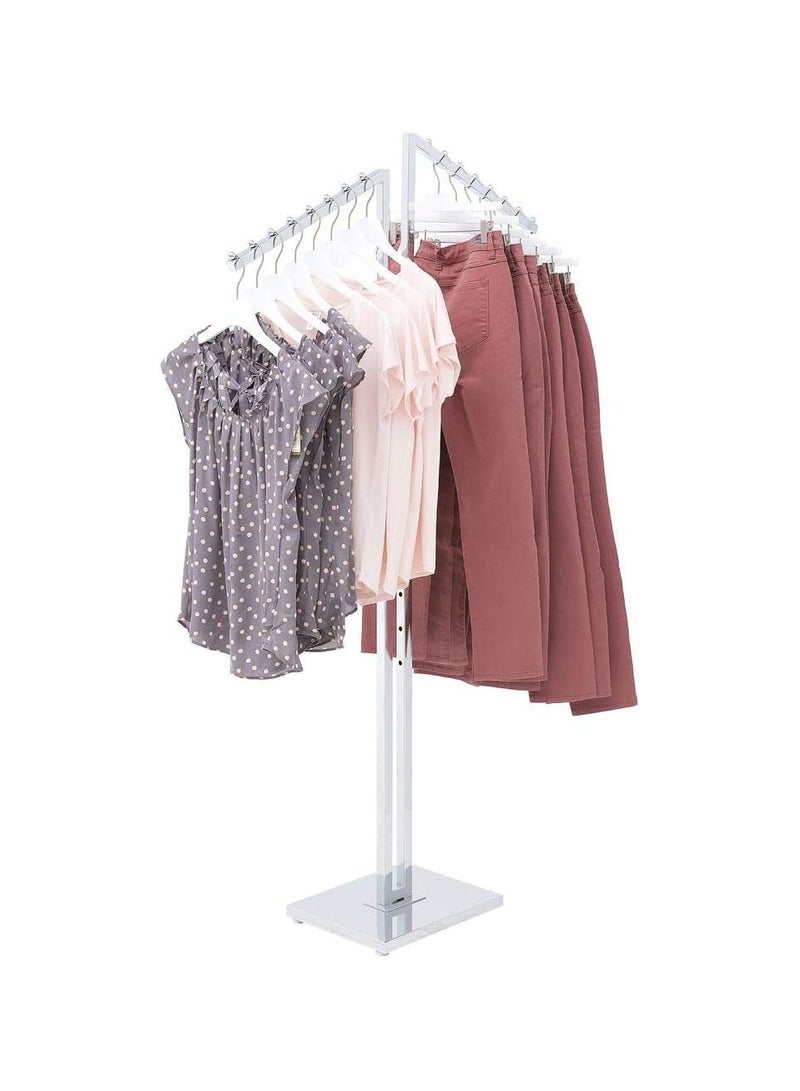 Heavy Duty Polished Chrome Finish Clothing Rack 2 Way Clothing Rack with Slant Arms - Image 4
