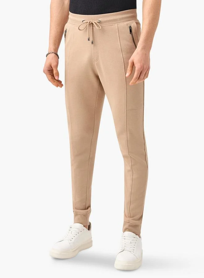 Iconic Iconic Panelled Slim Fit Joggers with Drawstring Closure and Pockets