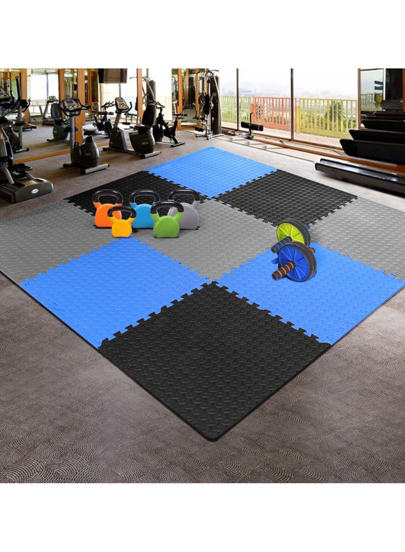 كيل › 12 قطعة من حصائر الأرضية المصنوعة من رغوة EVA للصالة الرياضية المنزلية – حصائر تمرين متشابكة مانعة للانزلاق، بلاط أرضيات واقي للاستخدام في التمرينات الرياضية والاستخدام المنزلي (رمادي) - Image 3