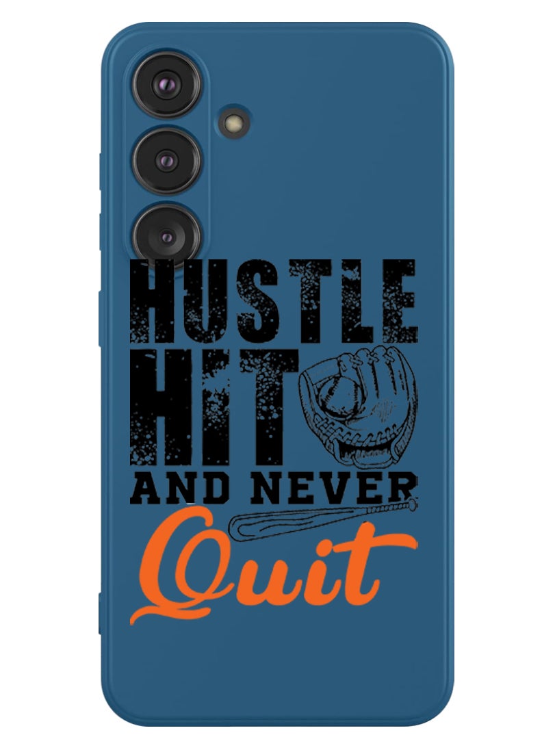 Theodor Protective Slim Fit Case Liquid Silicone Cover with Full Body Protection Anti-Scratch Shockproof Case For Samsung Galaxy S24 (Blue) - Hustle hit and never quit black - Image 1