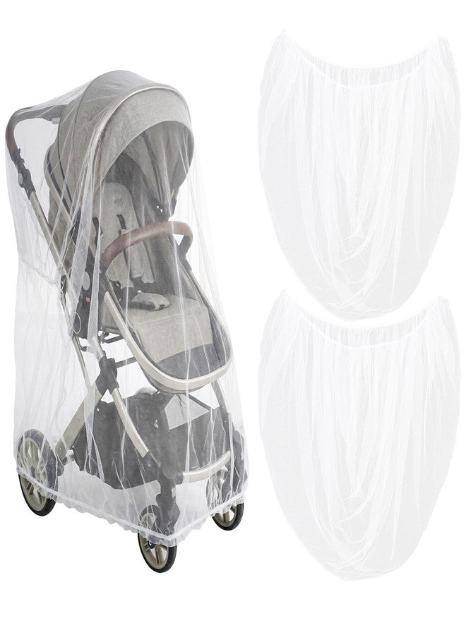 Sucrain 2 Pack Baby Mosquito Net for Stroller,Car Seat,Bassinets,Cradles,Pack N Plays and Portable Mini Crib,Travel Mini Crib,White Durable Baby Insect Netting (White) - Image 1