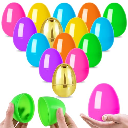 MGparty 50 Pcs 394 Fillable Easter Eggs Plastic Empty Easter Eggs with 2 Golden Eggs for Easter Basket Stuffers Surprise Toys Party Favor Egg Hunt Supplies and Easter Decorations - Image 1