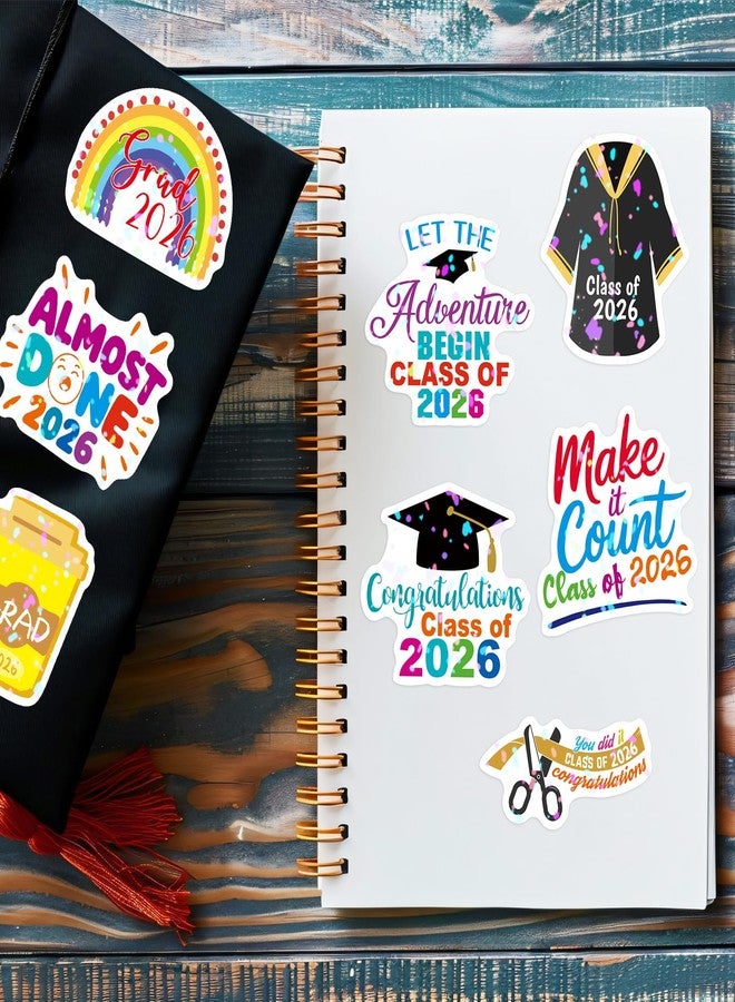 Fancy Land Holographic Class of 2026 Graduation Stickers Vinyl Waterproof Graduate Sticker Decals for Water Bottle Laptop Phone Scrapbook Journaling Supplies 50Pcs - Image 4