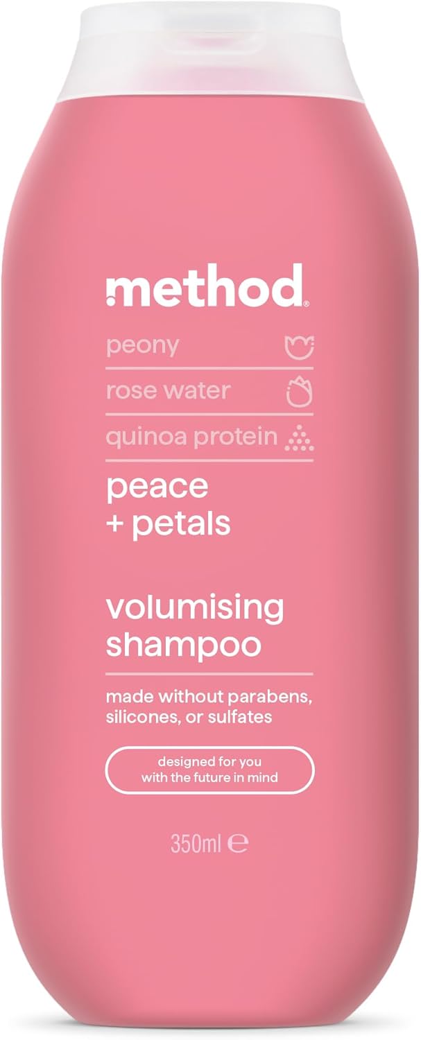 Method Volumising Shampoo Peace and Petals Peony Rose Water Quinoa Protein Scent SulphateFree 350ml
