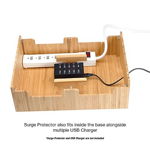 MobileVision Bamboo 10-Port Charging Station & Docking Organizer for Smartphones & Tablets, Family-Sized, for use in Corporate Offices & Classrooms - Image 3
