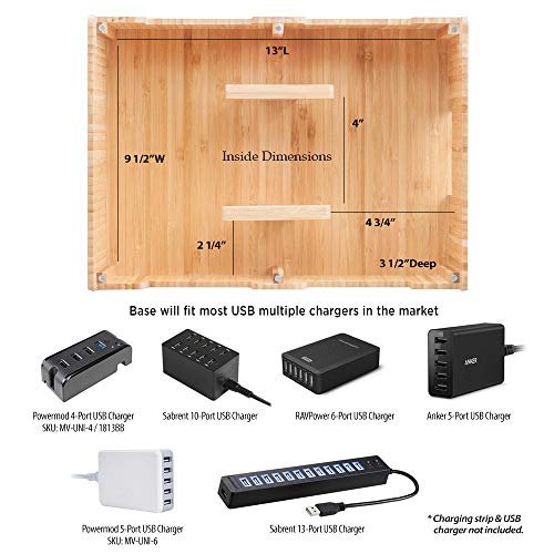 MobileVision Bamboo 10-Port Charging Station & Docking Organizer for Smartphones & Tablets, Family-Sized, for use in Corporate Offices & Classrooms - Image 5
