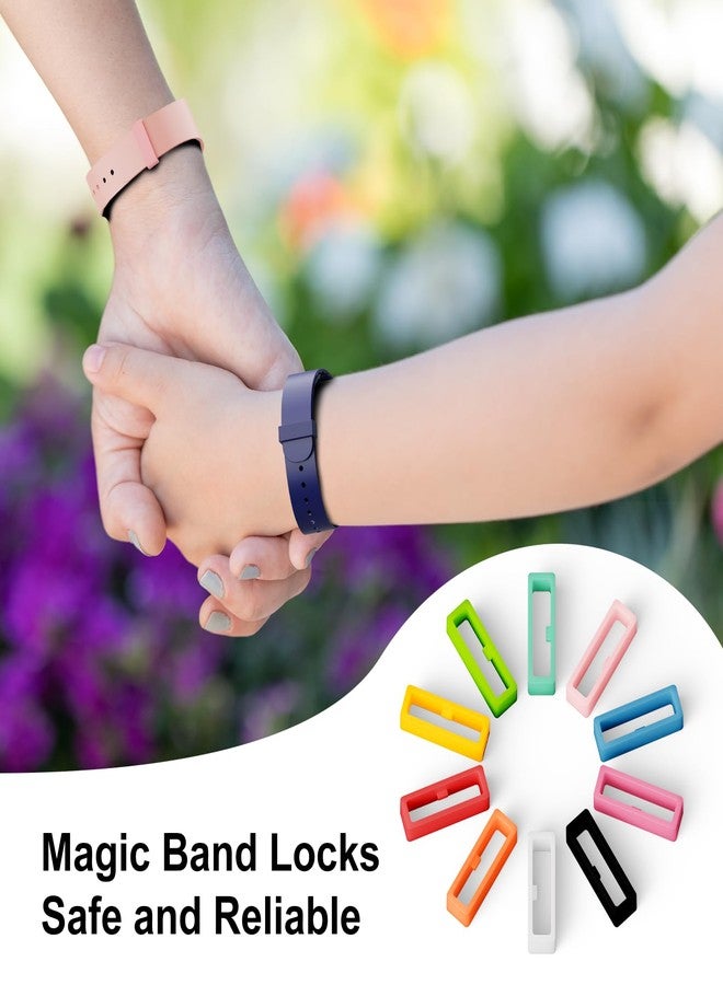 Vigamen 10 Pack Magic Band Locks,Band Keeper Compatible with Disney Magic Bands 1.0/2.0,Fitbit Charge/Charge HR/Garmin Vivofit,Elastic Silicone Fastener Rings Security Loop/Holder/Clips,Multi-Color - Image 4