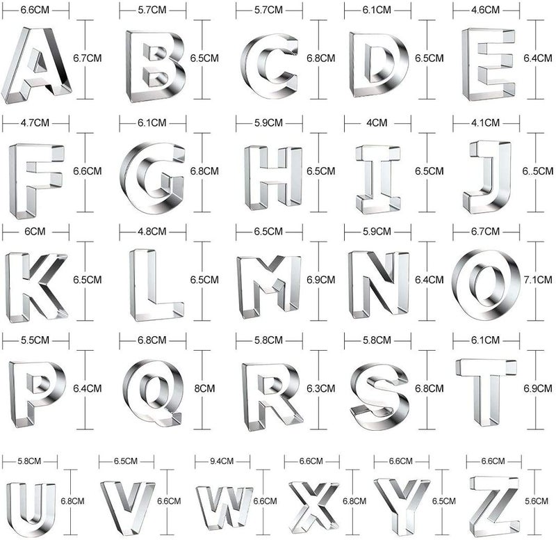 Zade Letter Cookie Cutters Shapes Large 3 Inch - 26 Pcs Stainless Steel Alphabet Letter Cookie Cutter Set Fondant Biscuit Fruit Dough Mold Tools for Sandwich  Birthday  Christmas  and Holiday Party - Image 2