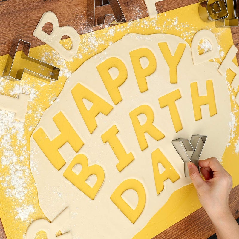 Zade Letter Cookie Cutters Shapes Large 3 Inch - 26 Pcs Stainless Steel Alphabet Letter Cookie Cutter Set Fondant Biscuit Fruit Dough Mold Tools for Sandwich  Birthday  Christmas  and Holiday Party - Image 4