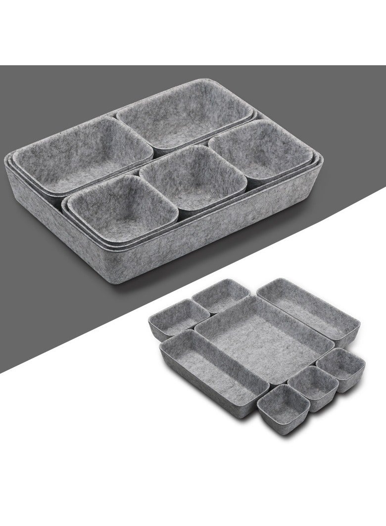 Felt Drawer Organizer Tray, 8 Pack Shallow Desk Drawer Organizer with 4 Sizes , Save Desk Space Dividers Box for Office Gadgets and Jewelry Storage (Gray)  - Image 1