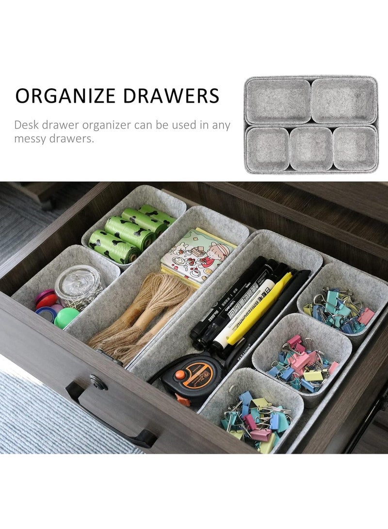 Felt Drawer Organizer Tray, 8 Pack Shallow Desk Drawer Organizer with 4 Sizes , Save Desk Space Dividers Box for Office Gadgets and Jewelry Storage (Gray)  - Image 5